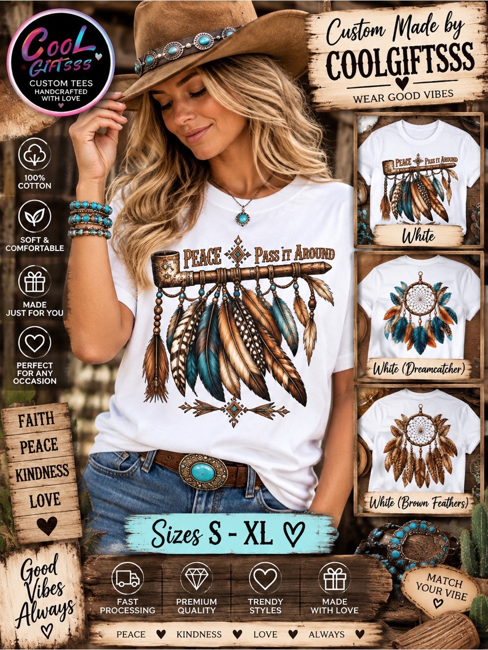 Western Boho Dreamcatcher Graphic Tee – Custom made by coolgiftsss S M L XL new